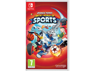 Couverture du jeu Looney Tunes Wacky World of Sports. Bugs Bunny, Daffy Duck et Porky Pig font du sport.