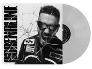 Pochette de disque vinyle. Image en noir et blanc d'un homme hurlant, avec un effet de verre fracturé.