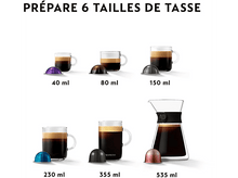 Charger l&#39;image dans la galerie, Capsules et tasses Nespresso montrant les tailles de café.
