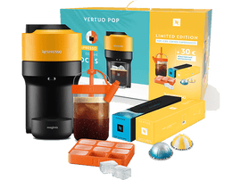 MAGIMIX Nespresso Vertuo Pop Mango Yellow + 20 capsules + Tumbler + Moule à glaçons