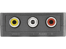 Charger l&#39;image dans la galerie, Connecteur noir avec ports RCA jaune, blanc et rouge, étiquetés vidéo, G et D.
