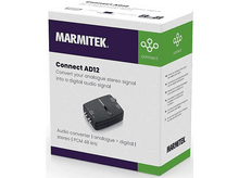 Charger l&#39;image dans la galerie, Boîte Marmitek Connect AD12. Convertisseur audio noir convertit le signal stéréo analogique en numérique.
