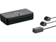 Appareil noir avec trois capteurs noirs et fils, sur fond blanc.