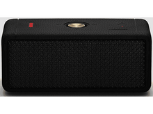 Charger l&#39;image dans la galerie, Haut-parleur Marshall noir. Texture cuir noir et grille avant. Voyant d&#39;alimentation rouge.
