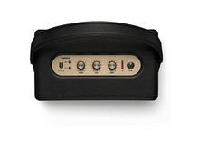 Charger l&#39;image dans la galerie, Haut-parleur noir Marshall Kilburn III. Il possède des boutons pour le volume, les basses et les aigus. Un bouton d&#39;alimentation est sur le côté droit.
