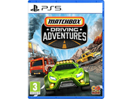 Pochette du jeu Matchbox Driving Adventures PS5. Montre des véhicules sur une route avec un paysage de montagne.
