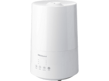 Charger l&#39;image dans la galerie, Un humidificateur cylindrique blanc avec des boutons et la marque &quot;MEDISANA&quot; sur sa surface.
