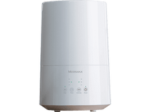 Charger l&#39;image dans la galerie, Un humidificateur blanc sur une poutre en bois avec une femme floue en arrière-plan.
