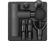Charger l'image dans la galerie, Pistolet de massage noir et accessoires dans un plateau noir. Marque 'medisana'.
