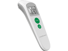 Charger l&#39;image dans la galerie, Thermomètre numérique blanc avec bouton de démarrage vert. Il affiche la température : 37,0°C.
