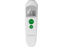 Charger l&#39;image dans la galerie, Thermomètre numérique blanc avec boutons verts. L&#39;écran affiche 37,0 °C et la date.
