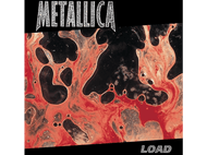 Pochette d'album avec design abstrait rouge et noir. Texte 