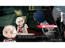 Charger l&#39;image dans la galerie, Personnages d&#39;anime dans une pièce. Une fille à gauche sourit. Un homme à droite avec une bulle de texte.
