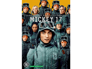 Affiche du film Mickey 17. Présente un groupe de personnes en uniformes futuristes. Le titre est affiché en gras. Classement 16.