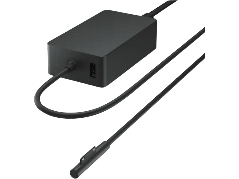 Adaptateur secteur noir avec un câble.