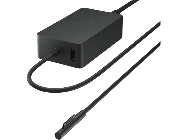 Adaptateur secteur noir avec un câble.