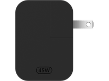 Charger l&#39;image dans la galerie, Un adaptateur secteur noir de 45W avec prise US sur fond noir. L&#39;adaptateur a des coins arrondis.
