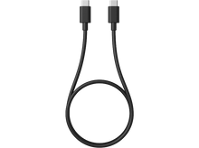 Charger l&#39;image dans la galerie, Câble USB-C noir sur fond noir. Deux extrémités avec connecteurs en haut, le câble forme une boucle en bas.
