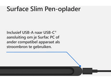 Charger l&#39;image dans la galerie, Chargeur de stylo noir avec un câble, le texte « Surface Slim Pen-oplader » est visible.
