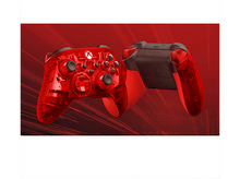 Charger l&#39;image dans la galerie, Deux manettes Xbox rouges transparentes. L&#39;une montre l&#39;avant, l&#39;autre l&#39;arrière. Les deux sont sur un fond dégradé rouge.
