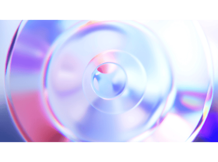 Image abstraite de cercles concentriques. Les couleurs incluent le violet, le bleu et le rose.