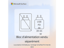 Charger l&#39;image dans la galerie, Chargeur blanc avec le texte &#39;USB PD de 39-65W&#39; et le texte &#39;Bloc d&#39;alimentation vendu séparément&#39;.
