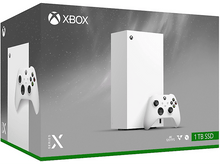 Charger l&#39;image dans la galerie, Une boîte Xbox Series X avec console et manette, sur fond blanc.
