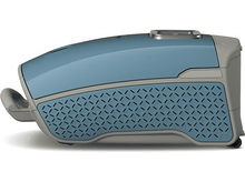 Charger l&#39;image dans la galerie, Un aspirateur bleu et gris, positionné sur le côté. Il a une poignée et une section avant à motifs.
