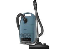 Charger l&#39;image dans la galerie, Aspirateur Miele bleu avec tuyau et tête, accents noirs et gris.
