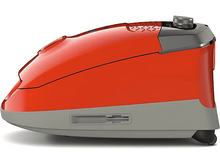Charger l&#39;image dans la galerie, Vue latérale d&#39;un aspirateur robot orange et gris.
