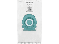 Sac d'aspirateur Miele HyClean TU. Sac blanc avec un insert de couleur turquoise.