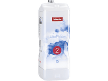 Charger l&#39;image dans la galerie, Une bouteille de détergent Miele UltraPhase 2 blanche, avec du texte et un numéro 2 rouge sur le devant.
