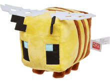 Charger l&#39;image dans la galerie, Une peluche d&#39;abeille Minecraft avec des rayures jaunes et marron.

