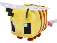Une peluche d'abeille Minecraft avec des rayures jaunes et marron.