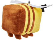 Charger l&#39;image dans la galerie, Peluche d&#39;abeille Minecraft avec des rayures marron et jaunes, des ailes blanches et des détails noirs.

