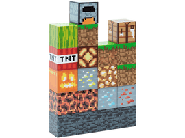 Blocs de construction Minecraft empilés. Ils sont colorés et pixélisés.