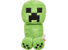 Charger l&#39;image dans la galerie, Peluche verte Creeper de Minecraft, avec yeux et bouche noirs, sur fond blanc.
