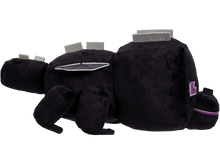 Charger l&#39;image dans la galerie, Peluche Ender Dragon noir de Minecraft, allongé, avec de petites ailes et des détails de la tête.
