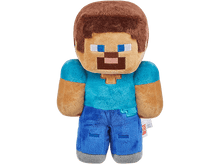 Charger l&#39;image dans la galerie, Peluche Steve de Minecraft avec vêtements bleus et cheveux bruns.
