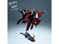 Pochette d'album avec quatre personnes en l'air, en costumes, une personne au sol.