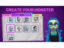 Charger l'image dans la galerie, Interface de jeu Créer un monstre. Plusieurs options de tête affichées.
