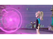 Charger l'image dans la galerie, Fille animée avec des oreilles de chat devant une sphère rose brillante. Le fond montre un cadre de château.
