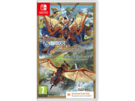 Boîtier de jeu Monster Hunter Stories. Plusieurs personnages et monstres sont affichés avec le titre du jeu.