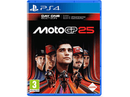 Jaquette de jeu PS4 : MotoGP 25, avec six pilotes et un fond noir.