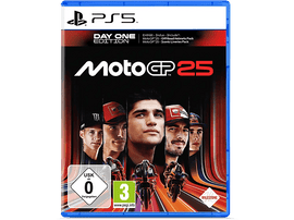 Boîte de jeu MotoGP 25, édition Day One, avec les visages des coureurs.