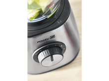 Charger l&#39;image dans la galerie, Gros plan sur un blender argenté et en acier avec un panneau de commande noir et les mots &#39;Poweli&#39; et &#39;Technology&#39;.
