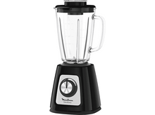 Charger l&#39;image dans la galerie, Un mixeur noir avec un pichet en verre, un cadran et un couvercle noir.
