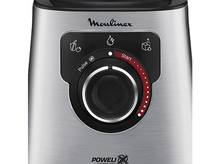 Charger l&#39;image dans la galerie, Gros plan sur le panneau de commande d&#39;un blender Moulinex, argenté avec des boutons noirs et un cadran.
