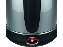 Charger l&#39;image dans la galerie, Gros plan sur la base métallique d&#39;une bouilloire avec un voyant d&#39;alimentation rouge allumé.
