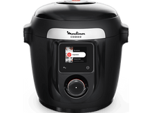 Charger l&#39;image dans la galerie, Multicuiseur Moulinex Cookeo noir avec écran numérique affichant des options de cuisson.
